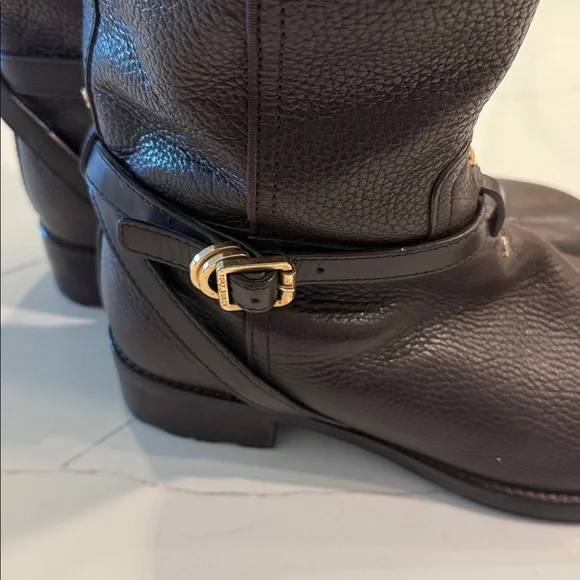 TORY BURCH BROWN LEATHER RIDING BOOTS SIZE 10 like new condition - Picture 3 of 9